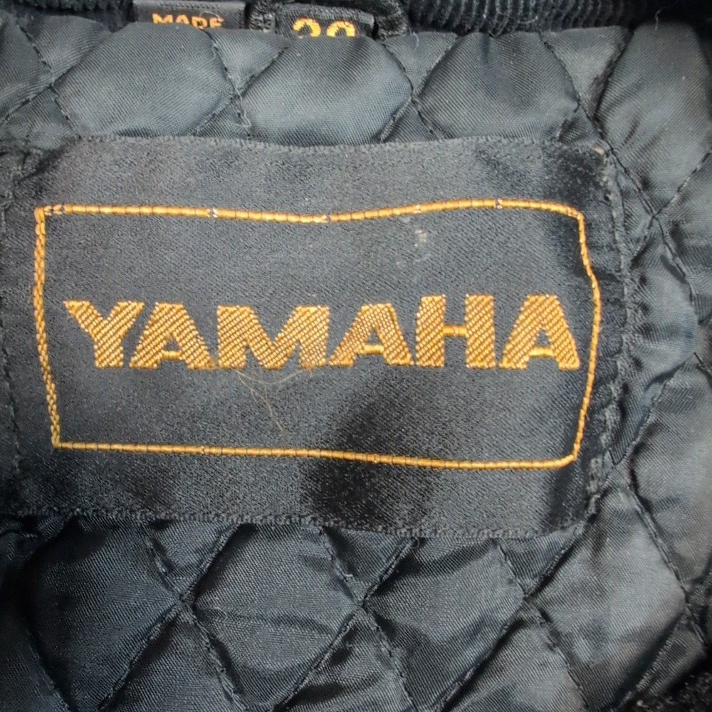 Vintage Yamaha Jacket Mens 38 Black Leather Softshell Moto Elbow Padded Zip Up - Picture 6 of 16